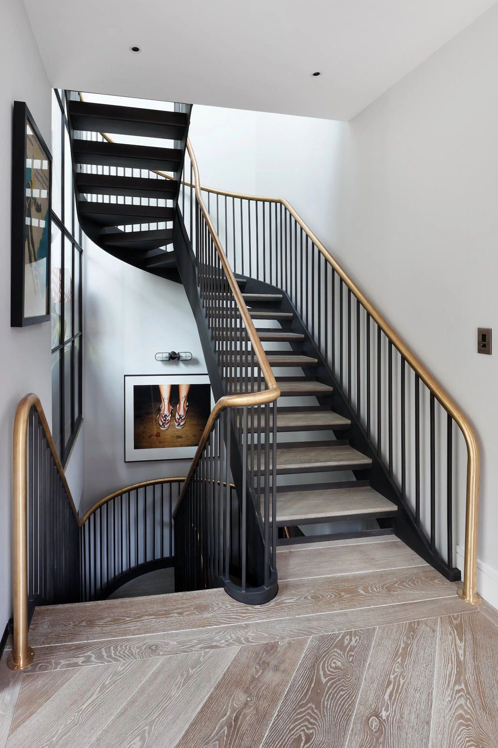 Handrail & Stair Treads stained and French Polished to bespoke colour