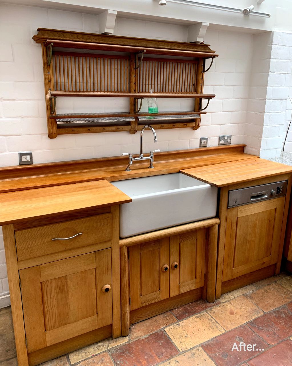 Oak kitchen Unit & Mahogany Worktop stripped cleaned and oiled