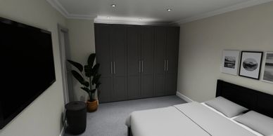 Black bedroom design, minimal look for the space