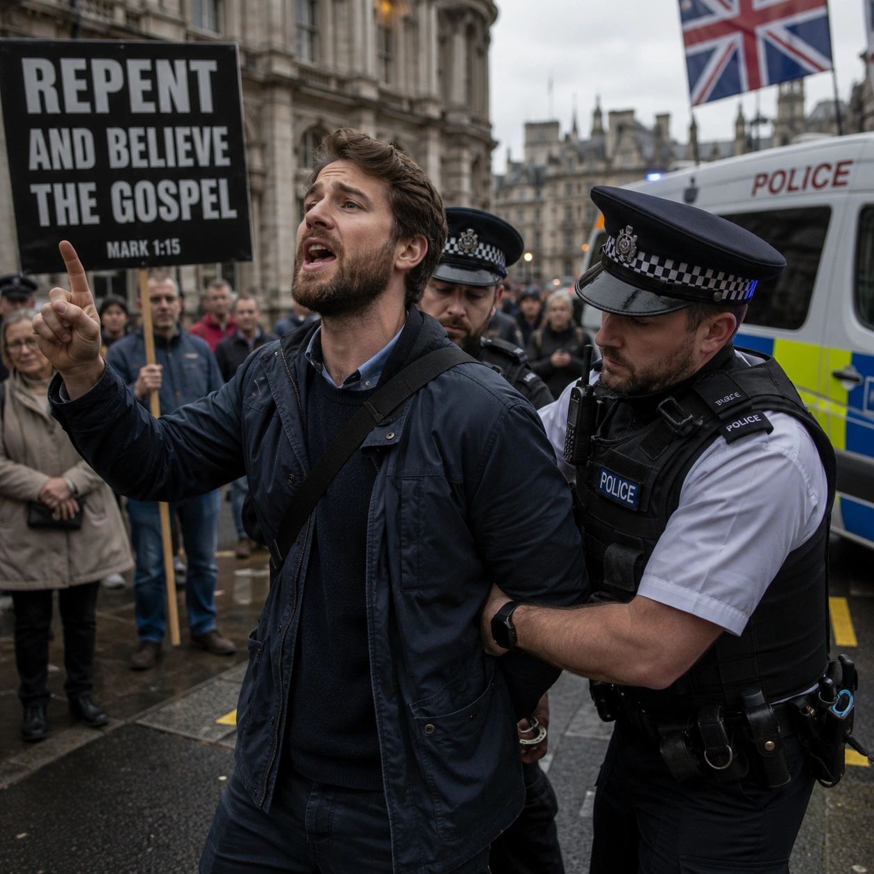 Handcuffed for saying that Jesus is the only Way to Salvation