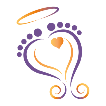 Enlightened Soles Logo. An angelic pair of feet with a heart and a halo above them.