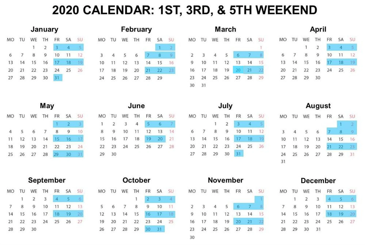 1st 3rd 5th Weekend Texas Standard Visitation Calendar 2024 Rivy Vinita