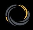 Abstract circular black and gold logo.