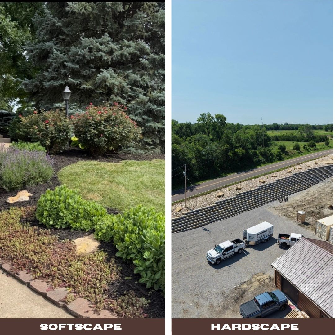 Comparison of softscape and hardscape outdoor areas.