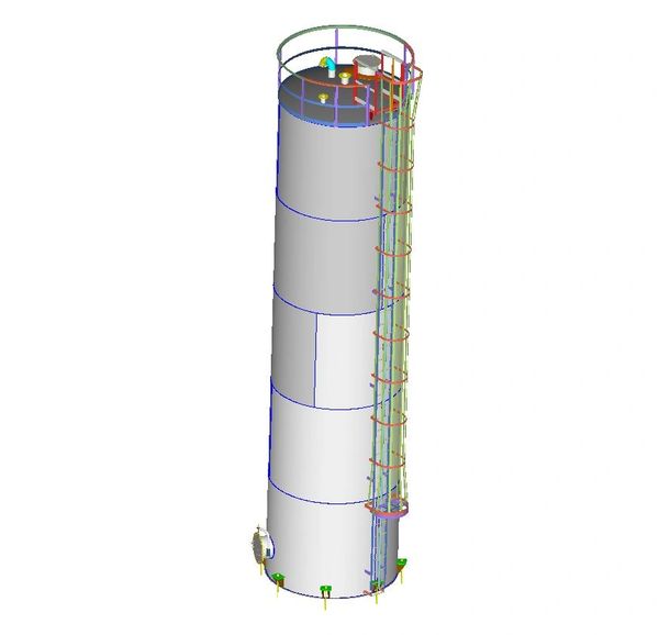 Tank 10' Diameter x 40' Tall Designed in accordance with API 650.