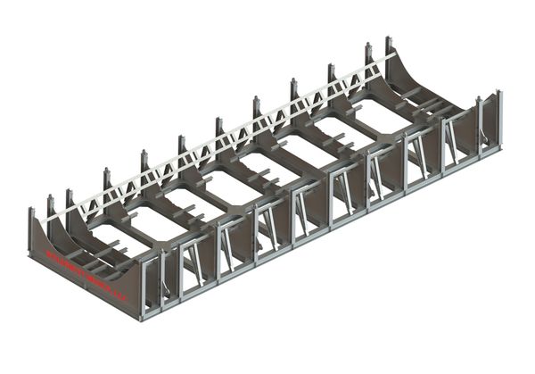 Welding and Rigging Fixture. 50'x16'x7'. 20 Ton Capacity for 180 Degree Flip. Design IAW AISC ASD.