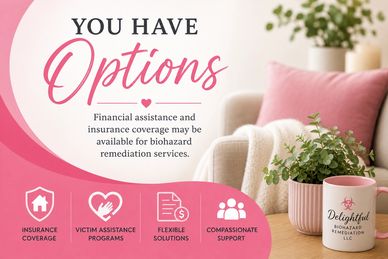 Information about financial assistance for biohazard remediation services with compassionate support.