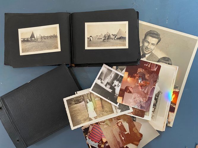 Group of photographs in a pile