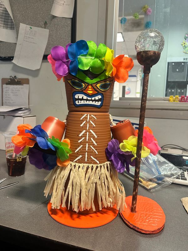 A tiki pot guy for summer decorations 