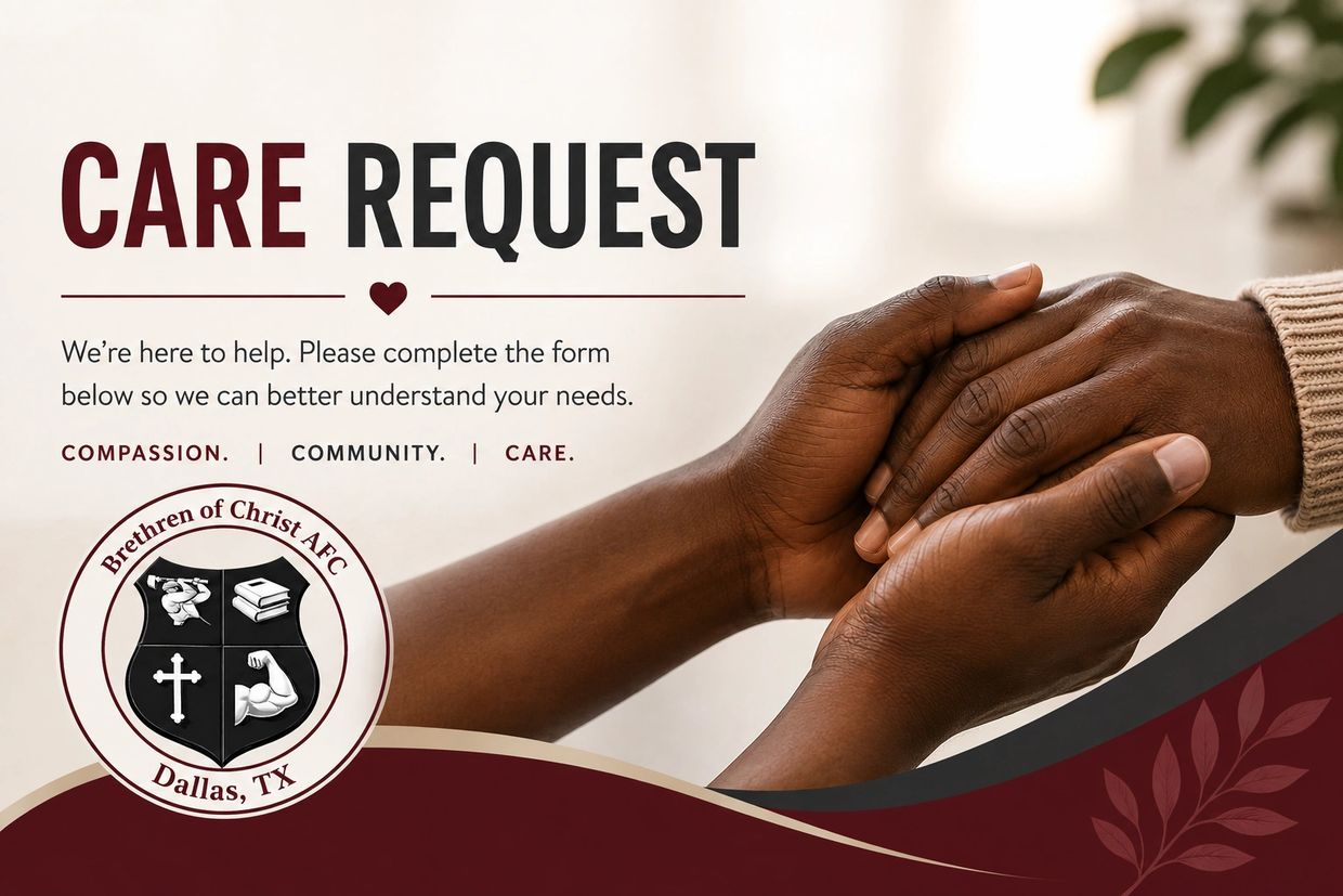 Hands holding in support for a care request by Brethren of Christ AFC.