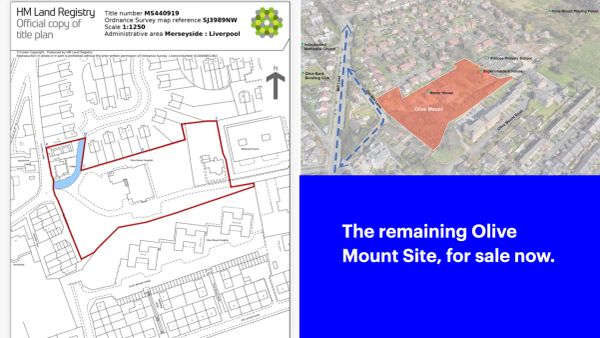 Map and aerial view of Olive Mount site for sale.