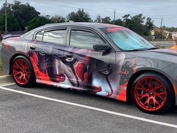 Custom vehicle wrap on a Dodge Charger