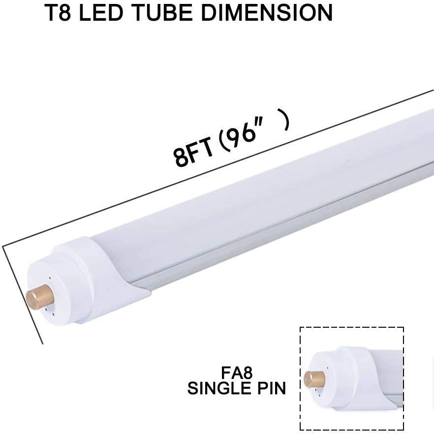 T8 T12 LED 8ft Tube Light F96T8 F96T12 LED Bulb 96" FA8 Single Pin LED  Fluorescent