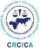Logo of a legal arbitration institution with scales and text in English and Arabic.