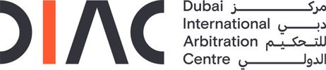 Logo of Dubai International Arbitration Centre with bilingual text.