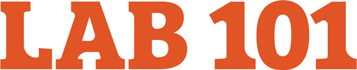 Bold orange text displaying 'LAB 101' on a white background.