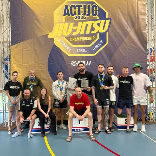 Group photo at the ACT JJC 2026 Jiu-Jitsu Championship.