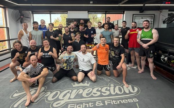 Group photo at Progression Fight &amp; Fitness gym.