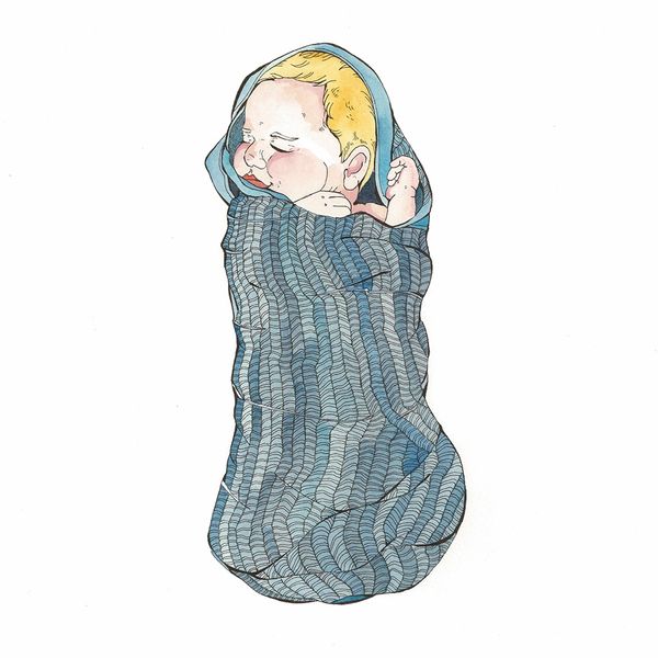 A newborn baby swaddled in the blanket-FIRST CHILD