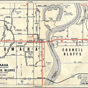 Old map of Omaha & Council bluffs.