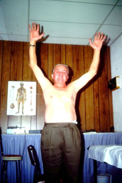 From the archives- Patient post-treatment at Professor Yoland Lim's first location circa 1970's.