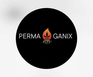 Logo with the text PERMA GANIX and a plant symbol in the center.