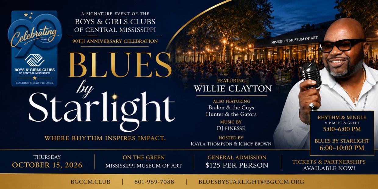 Blues by Starlight event celebrating 90 years of Boys &amp; Girls Clubs of Central Mississippi.
