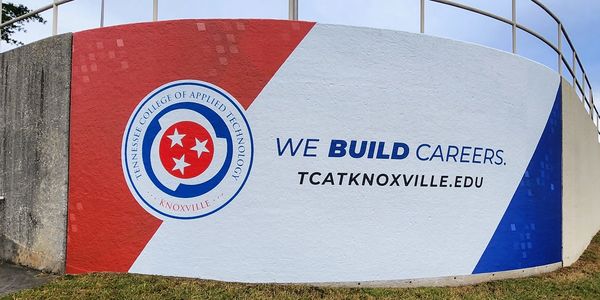 Mural with Tennessee College of Applied Technology logo and slogan.