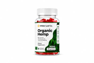 Bottle of Wilder Leaf Co. Organic Hemp gummies.