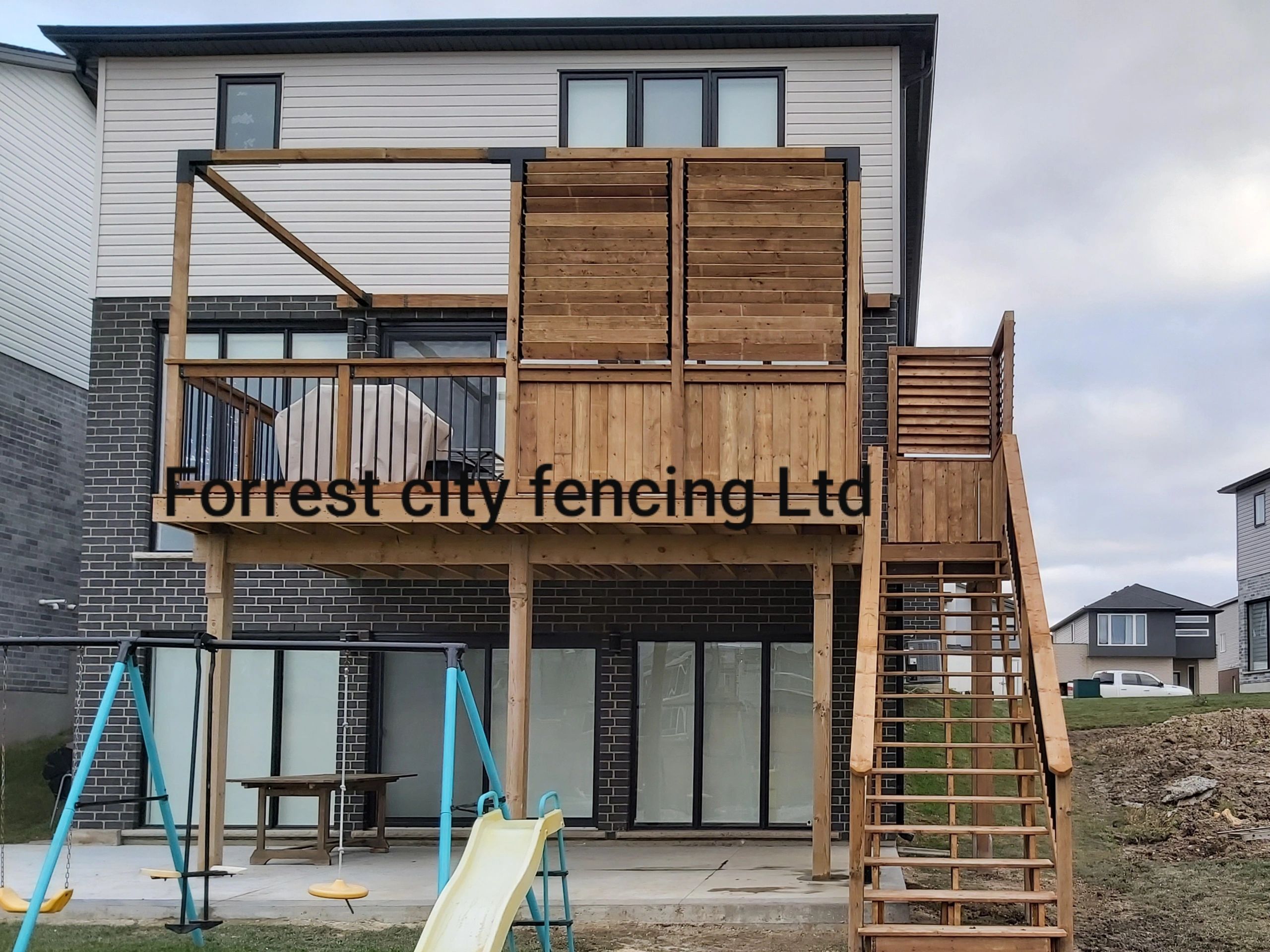 2nd story deck with privacy blinds at corner, London Ontario