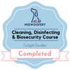 midwoofery badge of completion for cleaning, disinfecting and biosecurity course