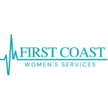 Logo of First Coast Women's Services with a heartbeat line.