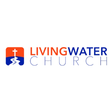 Living Water Church logo with cross and flowing river.
