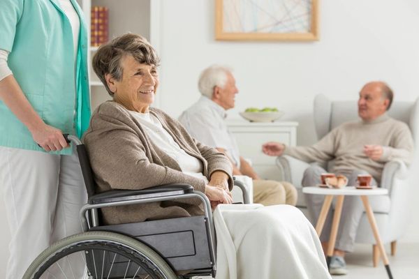 Nurse and disabled woman