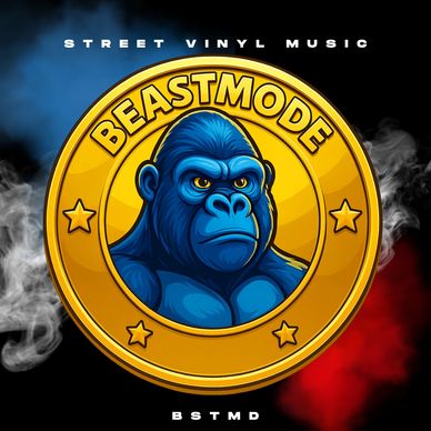 Logo mit blauem Gorilla und Schriftzug Beastmode.