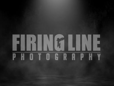 Firing Line Photography brand logo design. Foggy with light source on top.