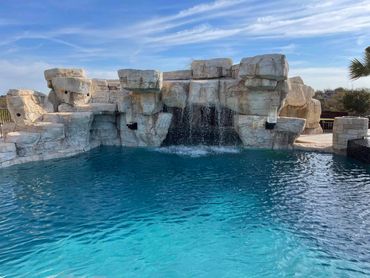 Concrete rock waterfall.