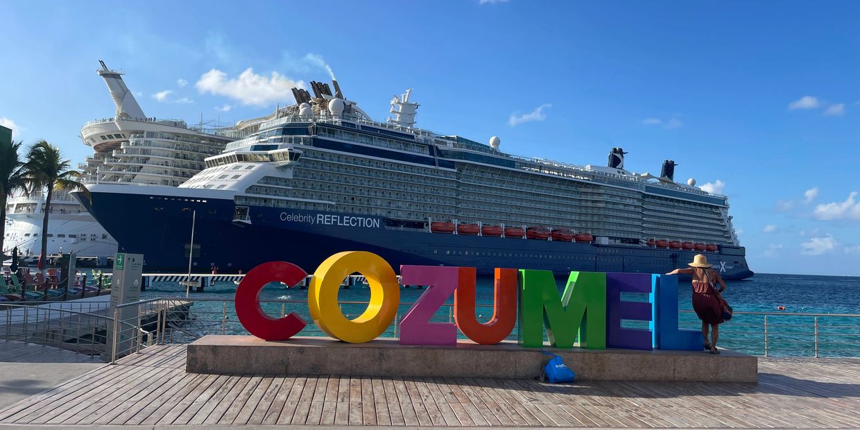 Cozumel cruise port and Cozumel sign