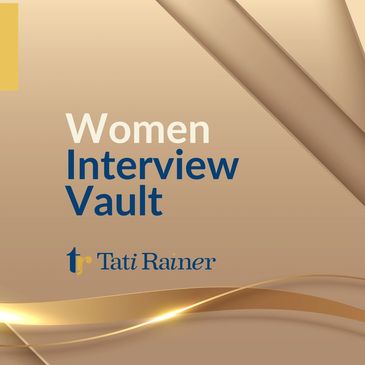 Elegant branding image for Women Interview Vault by Tati Rainer.