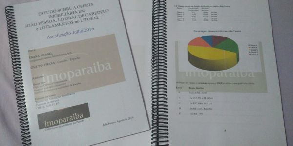Documents on real estate study and market analysis in João Pessoa, Brazil.