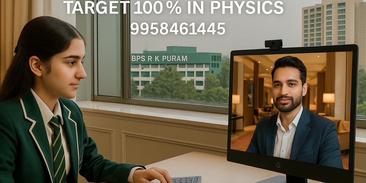 DPS R K Puram Physics tutor teaches girl ,receiving online lesson from Physics tutor in R K PURAM