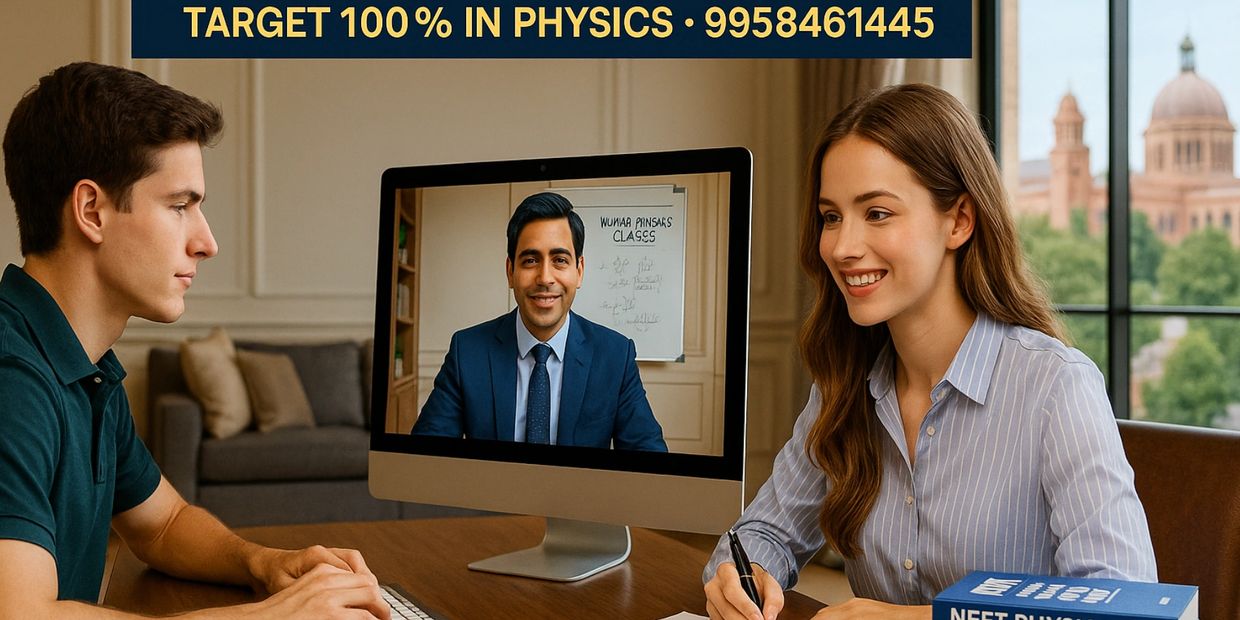Online class with a Physics Tutor guiding students for NEET, IIT-JEE and CBSE Physics through Zoom