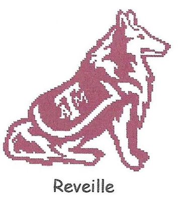 Reveille , Masoct of A&M Cross stitch