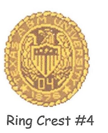 Texas A&M Ring Crest Cross Stitch Chart with backstitch