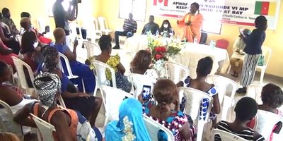 Hon. Judith Meno addresses women:the launch of AFWAFF’s project empowering 100 female entrepreneurs.