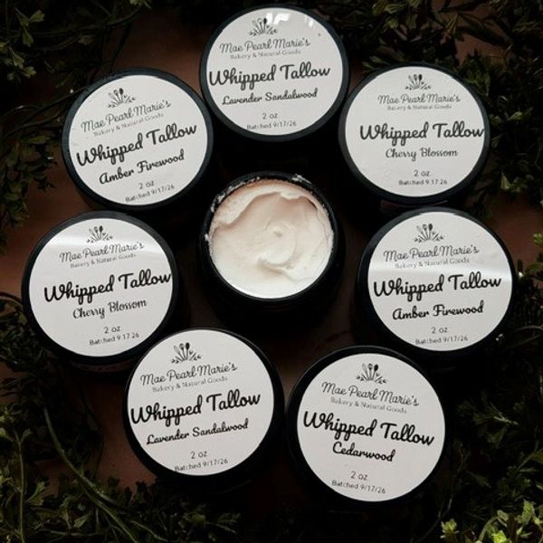 Whipped Tallow skincare products in various scents.