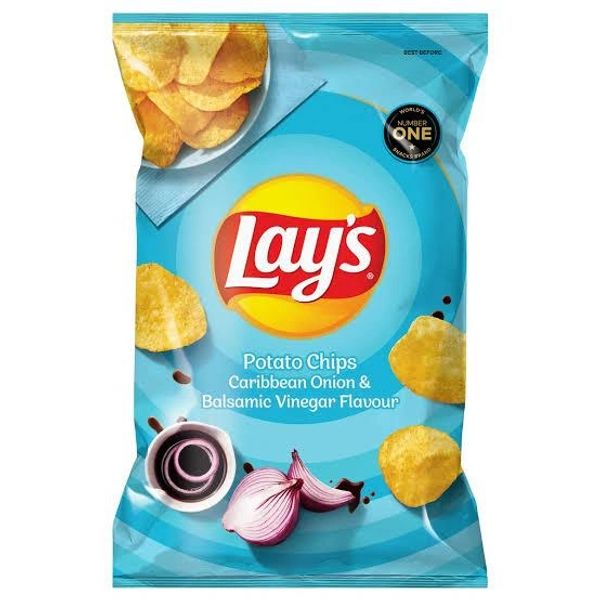 Lay's Caribbean Onion &amp; Balsamic Vinegar flavored potato chips.