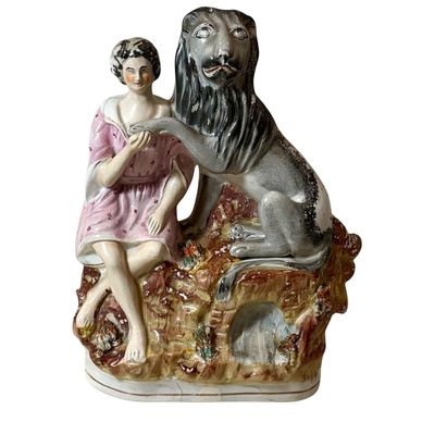 Staffordshire Depicting Androcles And The Lion Figurine