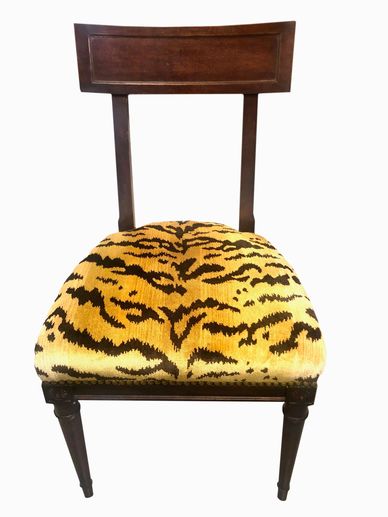 Scalamandré Silk Tiger Velvet French Empire Side Chair 