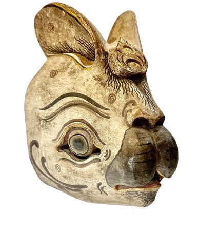 Vintage Balinese Rabbit Mask Wall Decor
